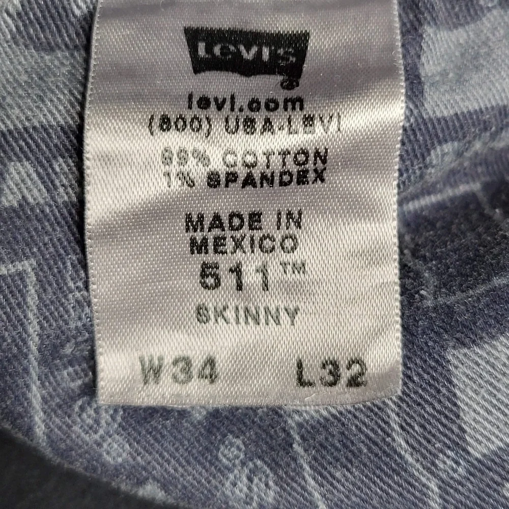 VINTAGE Levi's 511 Men Jeans 34X32‎ Black Denim Skinny Fit 31